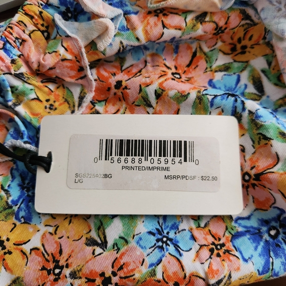 Silver Jeans Co. Girls Floral Pink Orange Blue Ruffled Crop Tank Top Size L Kids - Picture 7 of 9